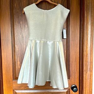 Girls Platinum shimmer jacquard a-line dress with sparkle belt - Size 12